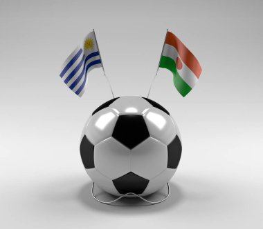 Uruguay - Nijer Futbol Bayrakları, Beyaz Arkaplan - 3D Render