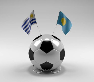 Uruguay - Palau Futbol Bayrakları, Beyaz Arkaplan - 3D Render