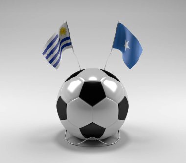 Uruguay - Somali Futbol Bayrakları, Beyaz Arkaplan - 3D Render