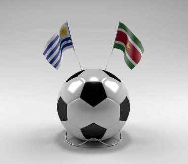 Uruguay - Surinam Futbol Bayrakları, Beyaz Arkaplan - 3D Render
