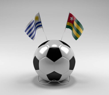 Uruguay - Togo Futbol Bayrakları, Beyaz Arkaplan - 3D Render