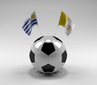 Uruguay - Vatikan-Şehir Futbol Bayrakları, Beyaz Arkaplan - 3D Render