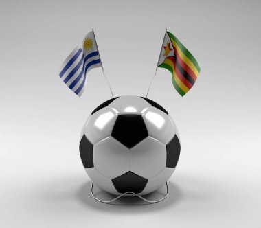 Uruguay - Zimbabwe Futbol Bayrakları, Beyaz Arkaplan - 3D Render