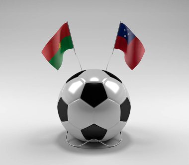 Burkina-Faso - Samoa Futbol Bayrakları, Beyaz Arkaplan - 3D Render
