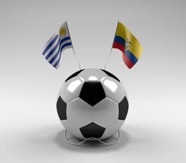 Uruguay Ecuador Football Flags White Background Render — 스톡 사진