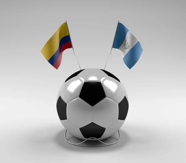Colombia Guatemala Voetbal Vlaggen Witte Achtergrond Render — Stockfoto