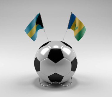 Bahamalar - Saint-Vincent-and-the-Grenadines Futbol Bayrakları, Beyaz Arkaplan - 3D Render