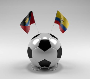 Antigua-ve-Barbuda - Ekvador Futbol Bayrakları, Beyaz Arkaplan - 3D Render