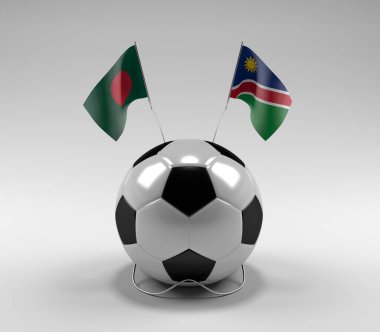 Bangladeş - Namibya Futbol Bayrakları, Beyaz Arkaplan - 3D Render