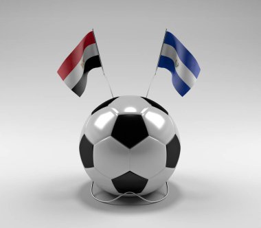 Mısır - El-Salvador Futbol Bayrakları, Beyaz Arkaplan - 3D Render