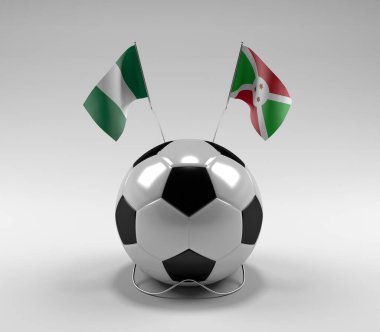 Nijerya - Burundi Futbol Bayrakları, Beyaz Arkaplan - 3D Render