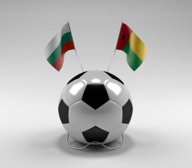 Bulgaristan - Gine-Bissau Futbol Bayrakları, Beyaz Arkaplan - 3D Render