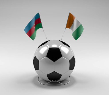 Azerbaycan - Cote-D-Fildişi Futbol Bayrakları, Beyaz Arkaplan - 3D Render
