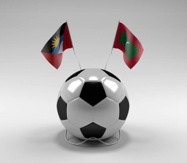 Antigua ve Barbuda - Maldivler Futbol Bayrakları, Beyaz Arkaplan - 3D Render