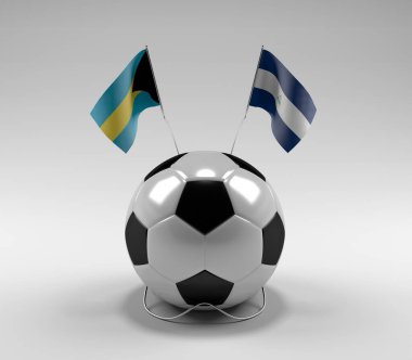 Bahamalar - Nikaragua Futbol Bayrakları, Beyaz Arkaplan - 3D Render
