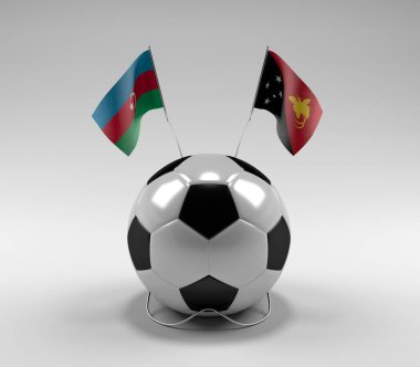 Azerbaycan - Papua-Yeni-Gine Futbol Bayrakları, Beyaz Arkaplan - 3D Render