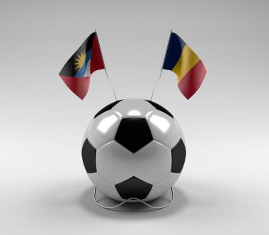 Antigua-ve-Barbuda - Çad Futbol Bayrakları, Beyaz Arkaplan - 3D