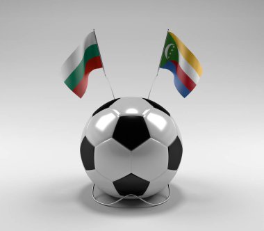 Bulgaristan - Komoros Futbol Bayrakları, Beyaz Arkaplan - 3D Render