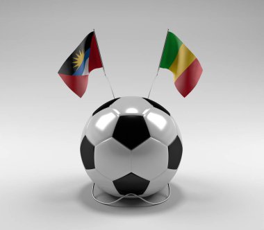 Antigua ve Barbuda - Mali Futbol Bayrakları, Beyaz Arkaplan - 3D Render