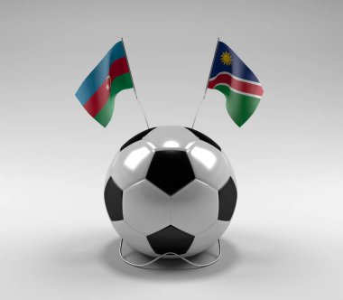 Azerbaycan - Namibya Futbol Bayrakları, Beyaz Arkaplan - 3D Render