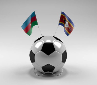 Azerbaycan - Svaziland Futbol Bayrakları, Beyaz Arkaplan - 3D Render