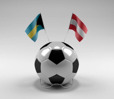 Bahamalar - Avusturya Futbol Bayrakları, Beyaz Arkaplan - 3D Render