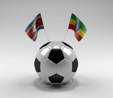Svaziland - Etiyopya Futbol Bayrakları, Beyaz Arkaplan - 3D Render
