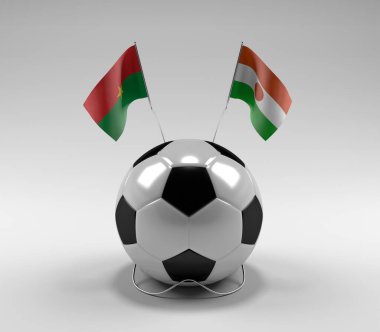 Burkina-Faso - Nijer Futbol Bayrakları, Beyaz Arkaplan - 3D Render