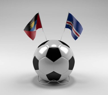 Antigua-ve-Barbuda - Cape-Verde Futbol Bayrakları, Beyaz Arkaplan - 3D Render
