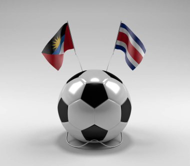 Antigua-and-Barbuda - Kosta Rika Futbol Bayrakları, Beyaz Arkaplan - 3D Render