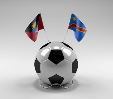 Antigua ve Barbuda - Kongo Demokratik Cumhuriyeti Futbol Bayrakları, Beyaz Arkaplan - 3D Render