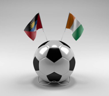 Antigua-and-Barbuda - Cote-D-Fildişi Futbol Bayrakları, Beyaz Arkaplan - 3D Render