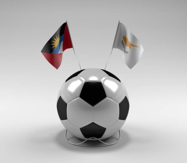Antigua-and-Barbuda - Kıbrıs Futbol Bayrakları, Beyaz Arkaplan - 3D Render