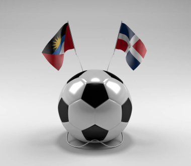 Antigua ve Barbuda - Dominik Cumhuriyeti Futbol Bayrakları, Beyaz Arkaplan - 3D Render
