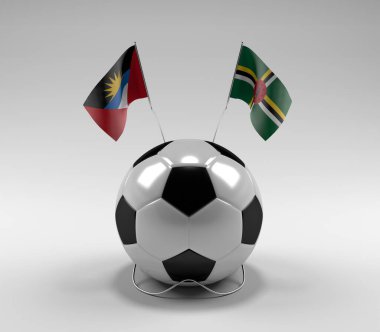 Antigua-ve-Barbuda - Dominica Futbol Bayrakları, Beyaz Arkaplan - 3D Render