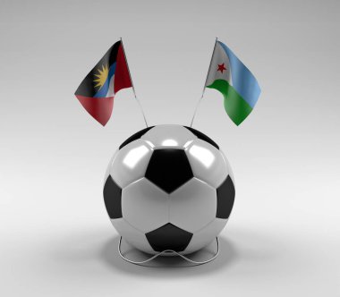 Antigua-ve-Barbuda - Cibuti Futbol Bayrakları, Beyaz Arkaplan - 3D Render
