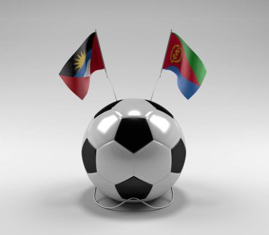 Antigua-ve-Barbuda - Eritre Futbol Bayrakları, Beyaz Arkaplan - 3D Render