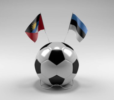 Antigua-and-Barbuda - Estonya Futbol Bayrakları, Beyaz Arkaplan - 3D Render