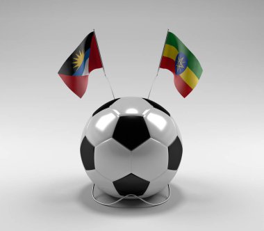 Antigua-ve-Barbuda - Etiyopya Futbol Bayrakları, Beyaz Arkaplan - 3D Render