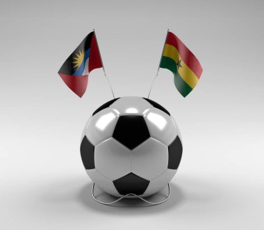 Antigua-ve-Barbuda - Gana Futbol Bayrakları, Beyaz Arkaplan - 3D Render