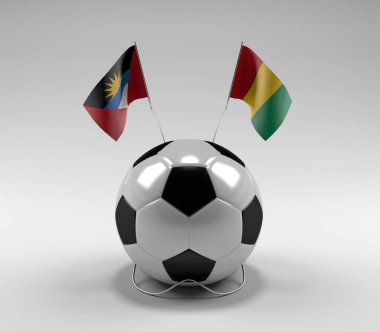 Antigua ve Barbuda - Gine Futbol Bayrakları, Beyaz Arkaplan - 3D Render
