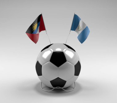 Antigua ve Barbuda - Guatemala Futbol Bayrakları, Beyaz Arkaplan - 3D Render