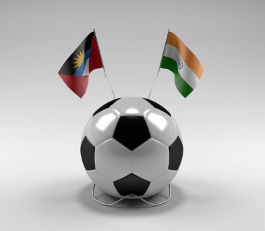 Antigua-ve-Barbuda - Hindistan Futbol Bayrakları, Beyaz Arkaplan - 3D Render