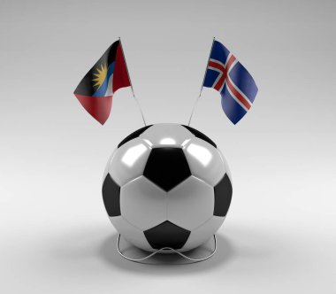 Antigua-ve-Barbuda - İzlanda Futbol Bayrakları, Beyaz Arkaplan - 3D Render