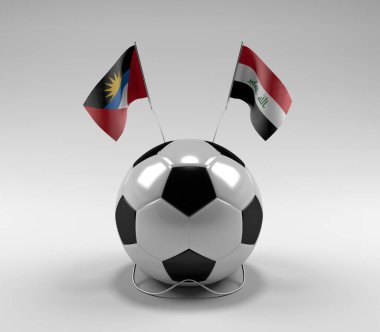 Antigua-ve-Barbuda - Irak Futbol Bayrakları, Beyaz Arkaplan - 3D Yapılandırma