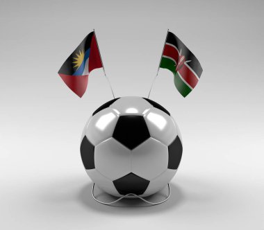 Antigua-ve-Barbuda - Kenya Futbol Bayrakları, Beyaz Arkaplan - 3D Render