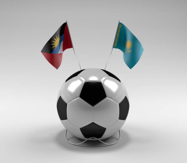 Antigua-ve-Barbuda - Kazakistan Futbol Bayrakları, Beyaz Arkaplan - 3D Render