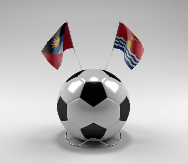 Antigua ve Barbuda - Kiribati Futbol Bayrakları, Beyaz Arkaplan - 3D Render