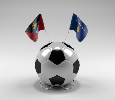 Antigua-ve-Barbuda - Kosova Futbol Bayrakları, Beyaz Arkaplan - 3D Yapılandırma