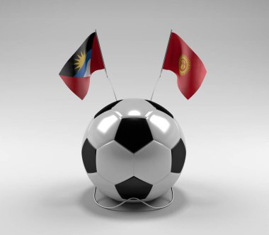 Antigua-ve-Barbuda - Kırgızistan Futbol Bayrakları, Beyaz Arkaplan - 3D Render